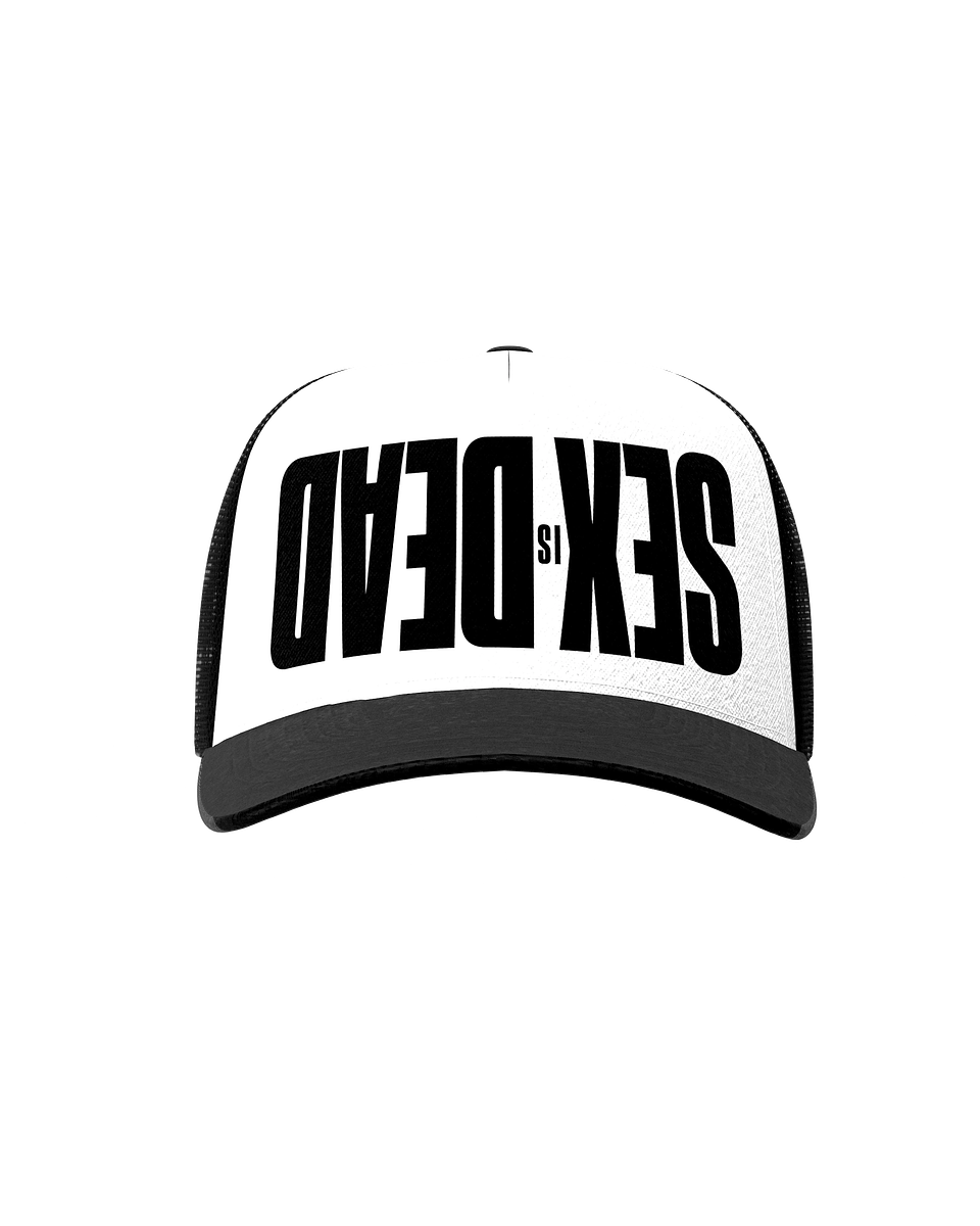 SEX IS DEAD WHITE TRUCKER HAT 2