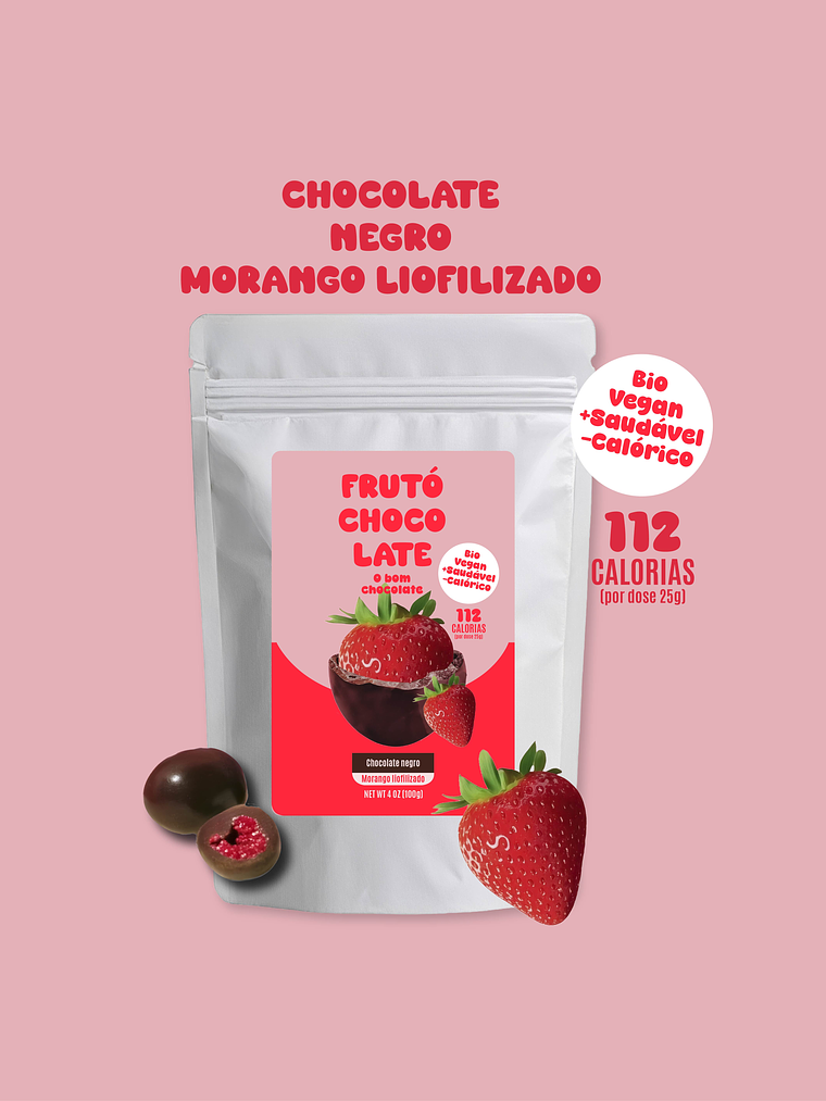 Chocolate negro e morango liofilizado 1