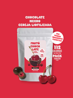 Chocolate negro e cereja liofilizada
