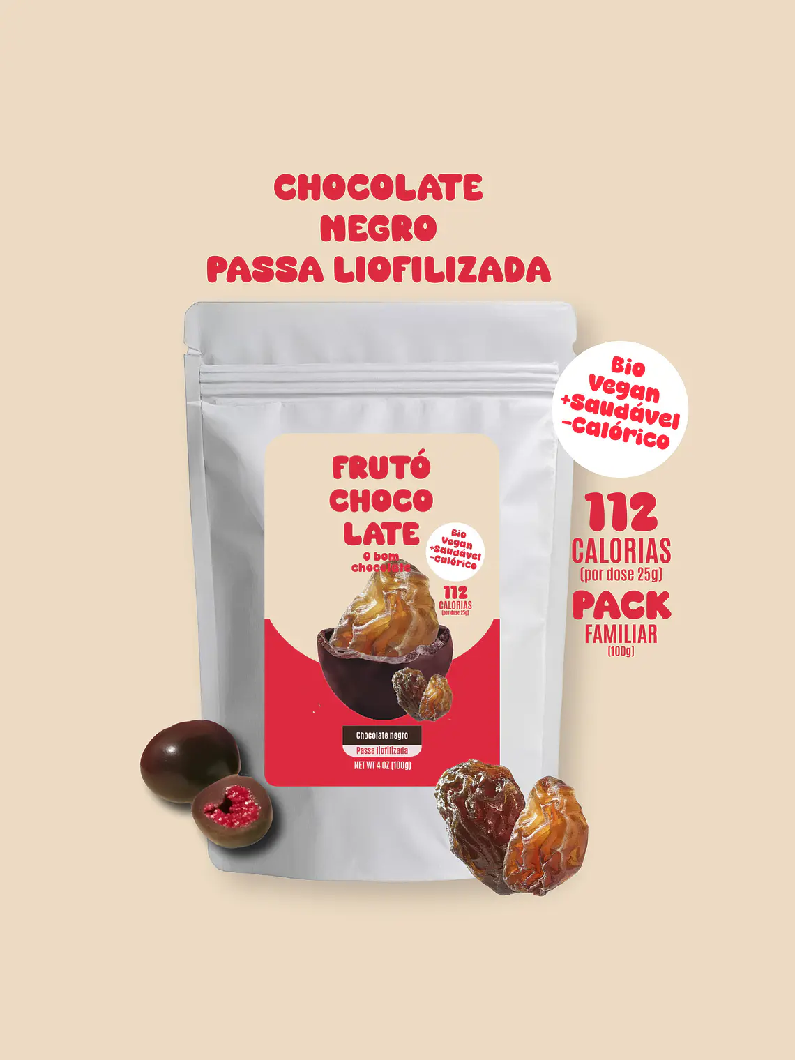 Chocolate negro e passas liofilizadas 1