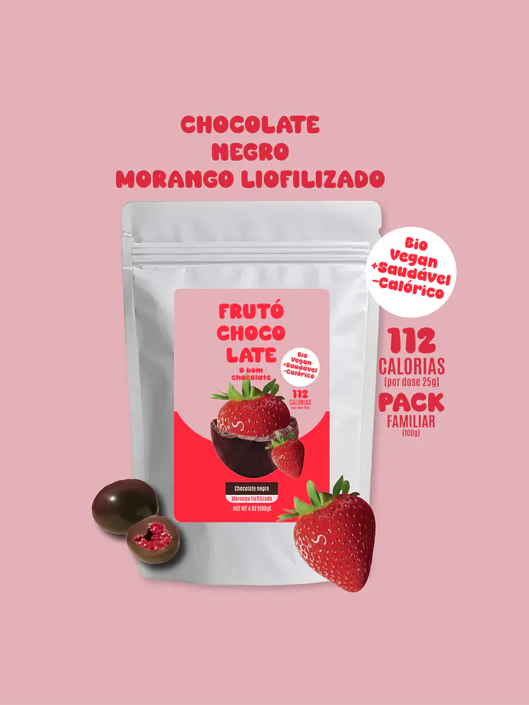 Chocolate negro e morango liofilizado 1