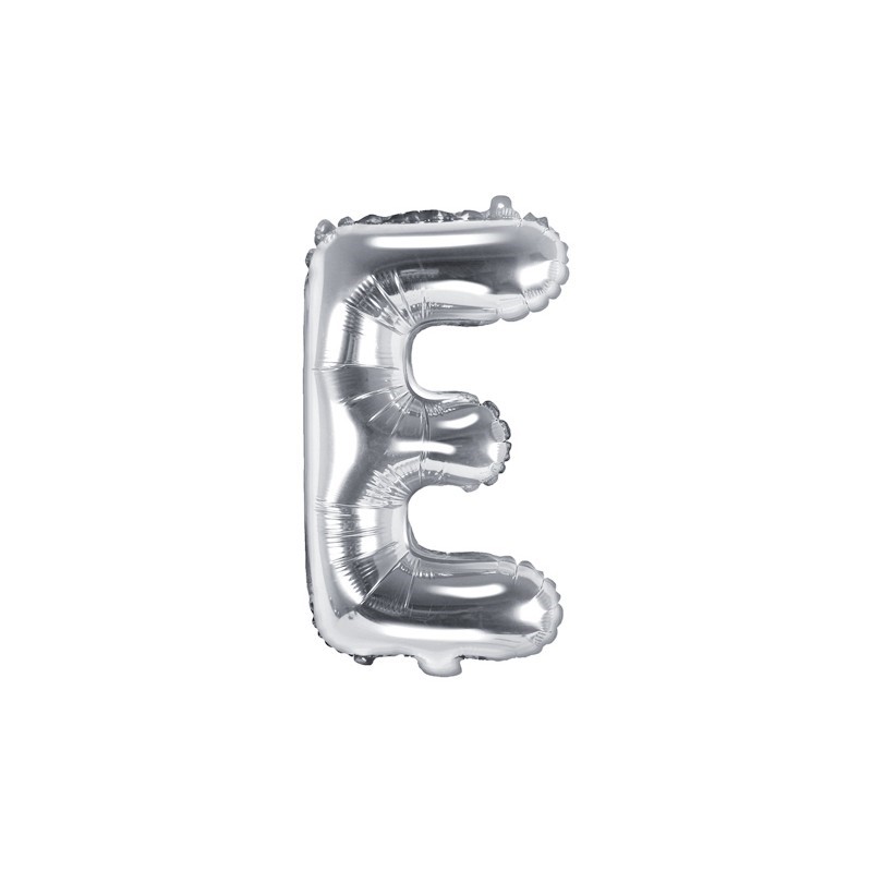 Globo PLATA Letra E Foil  16´´