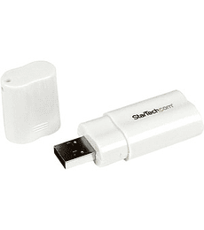 Tarjeta de Sonido Estereo USB Externa Adaptador Conversor - 1x USB A Macho - 2x Mini-Jack Hembra - Blanco