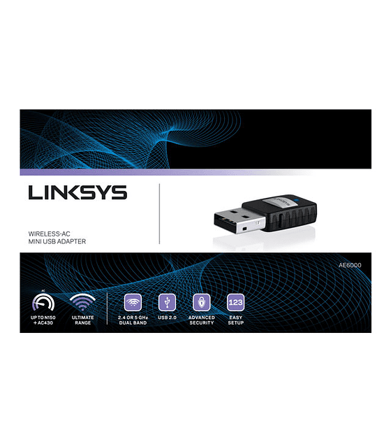 Router Linksys AE6000 Mini Dual Band Wireless-AC USB Adapter