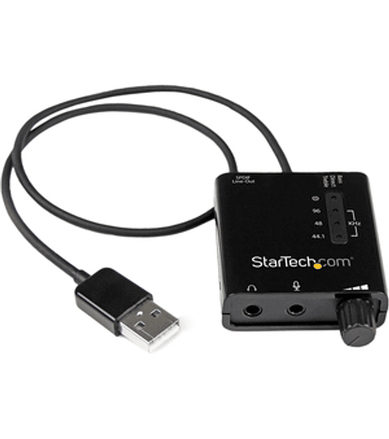 Tarjeta de Sonido Estereo USB Externa Adaptador Conversor con Salida SPDIF 2x Mini-Jack Hembra - Negro
