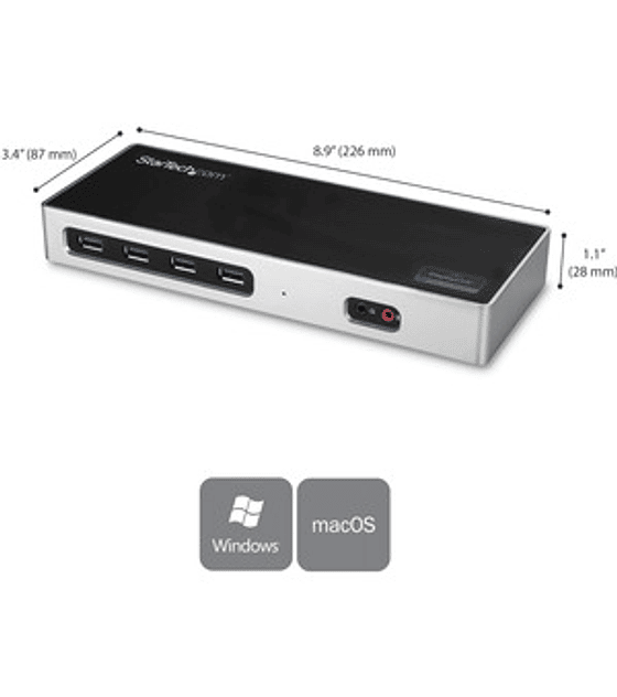 Docking Station USB Tipo C para Portátiles de 2 Puertos DisplayPort o HDMI - Replicador de Puertos USBC DisplayLink 4K