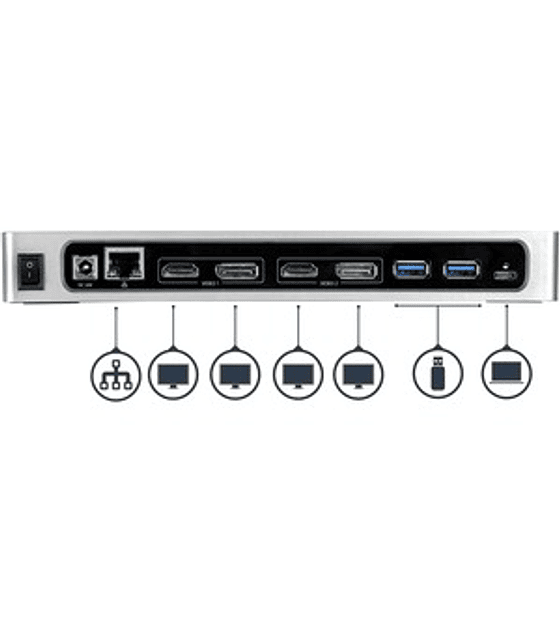 Docking Station USB Tipo C para Portátiles de 2 Puertos DisplayPort o HDMI - Replicador de Puertos USBC DisplayLink 4K