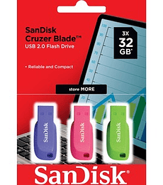 Pendrive Sandisk Cruzer Edge 32GB CZ50 32GB USB2.0 Pack 3 Unidades 