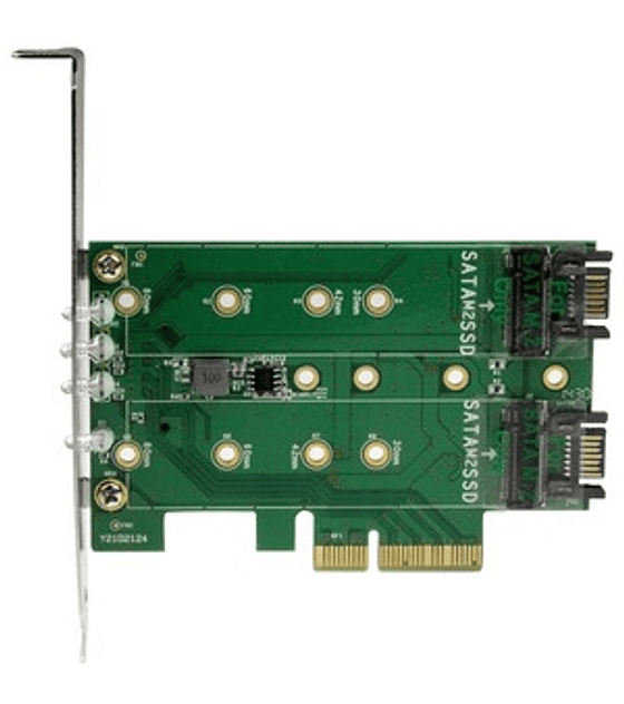 Tarjeta Adaptadora PCI Express 3.0 de 3 Puertos M.2 para SSD - 1x NVMe - 2x SATA III