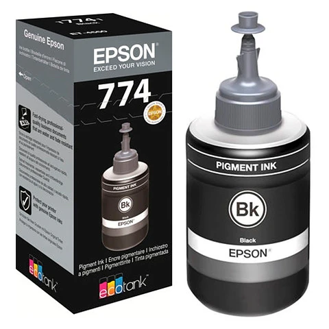 Botella de Tinta Epson T774 Negro Original 600 Páginas