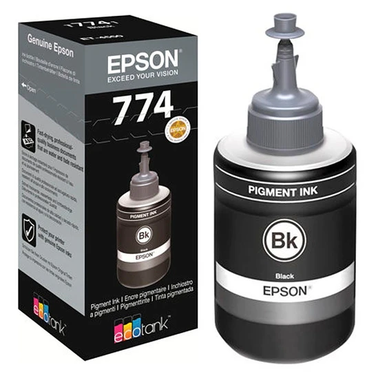 Botella de Tinta Epson T774 Negro Original 600 Páginas 1