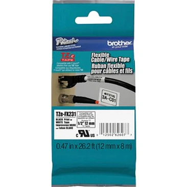 Cinta para etiquetas Brother TZE-FX231 12mm negro sobre banco flexib tape 1