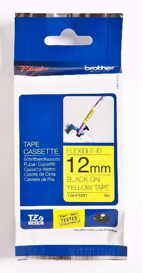 Etiqueta térmica Brother TZE-FX631 - 12 mm Black/Yellow