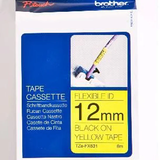 Etiqueta térmica Brother TZE-FX631 - 12 mm Black/Yellow 1