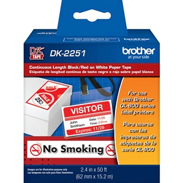 Cinta Brother DK-2251 Negro/Rojo sobre Blanco 6.2cm x 15.2m 1
