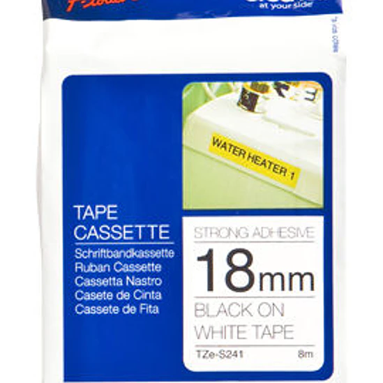Cinta TZE-S241 Brother negro sobre Blanco de 18mm 1