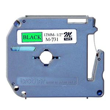 Cinta Brother M-731 12mm negro sobre verde 1