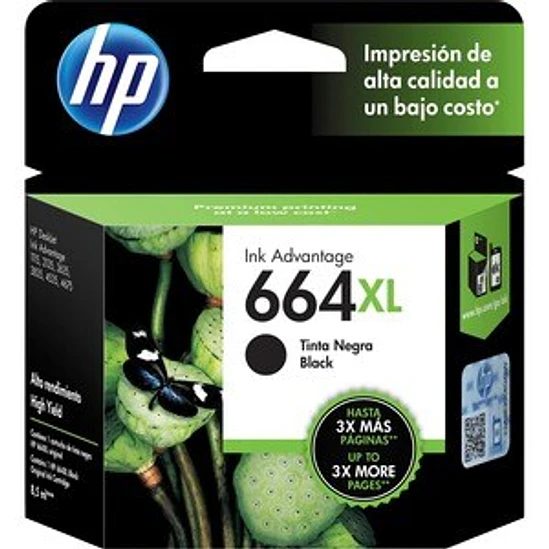 Cartucho de tinta HP 664XL Alto Rendimiento Inyección de tinta Negro Original 1