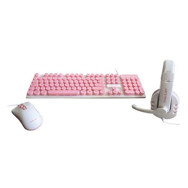Kit Gamer Teclado Mouse Audífonos Vivitar LED Rosa  1