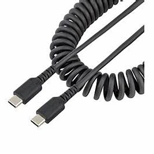 Cable USB-C en Espiral 50cm para Carga y Datos