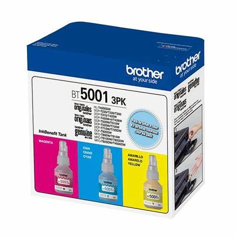 Botellas de Recarga de Tinta Brother BT5001 CMY Original Pack 3 BT50013PKMEX