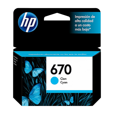 Cartucho de tinta HP 670 Cian