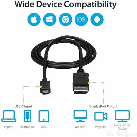 Cable USB-C a DisplayPort StarTech 1m 4K 60Hz CDP2DPMM1MB 2
