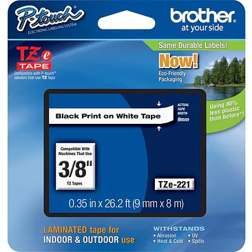 Cinta para Etiquetas Brother TZe-221 Blanca Laminada 9.52 mm 1