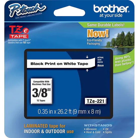 Cinta para Etiquetas Brother TZe-221 Blanca Laminada 9.52 mm 1