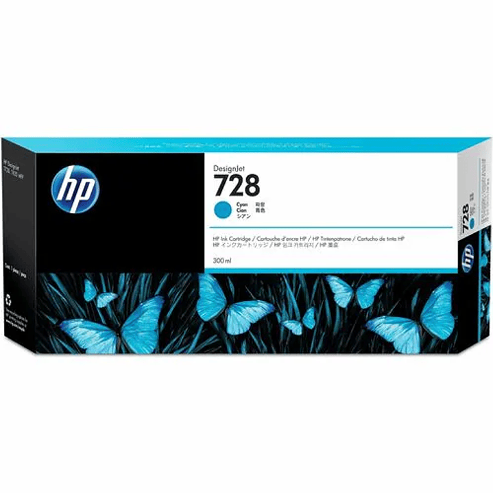 Tinta HP 728 Cian 300 ml para DesignJet 1