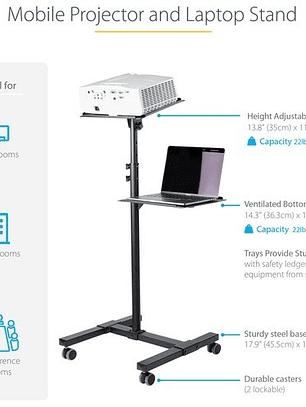 Carro Móvil StarTech para Proyector y Notebook (2 bandejas)