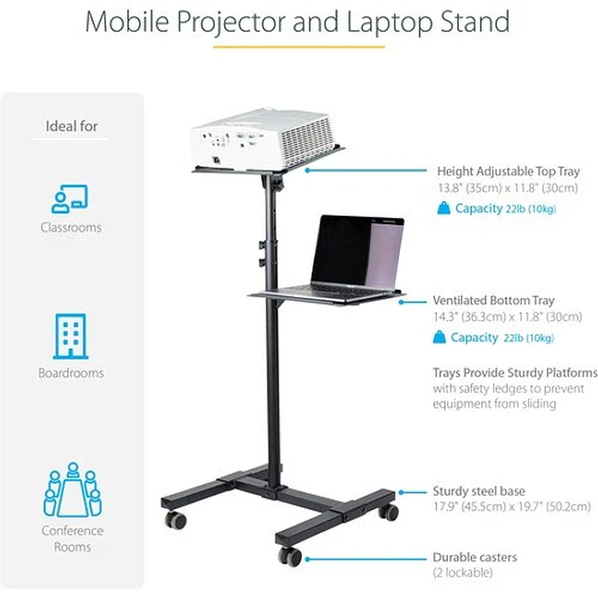 Carro Móvil StarTech para Proyector y Notebook (2 bandejas) 2