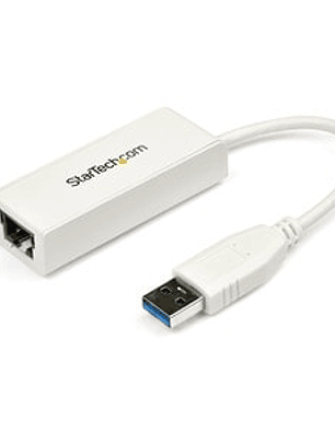 Adaptador Tarjeta de Red Externa NIC USB 3.0 a 1 Puerto Gigabit Ethernet 1Gbps RJ45 USBA Blanco - USB 3.0 Typo A - 1 Puerto(s) - 1 - Par trenzado