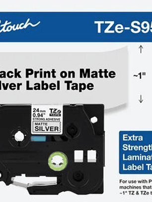 Cinta para etiquetas Brother TZe-SM951  24mm Ancho x 8mm Longitud - Rectángulo - Transferencia térmica - Plata mate