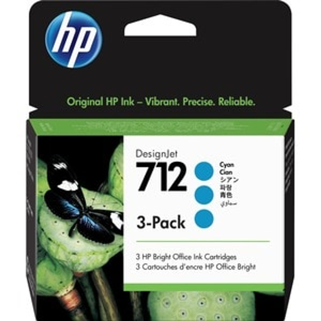 Cartucho de tinta HP 712 IAzul ciánico Original - 3 / Paquete 1