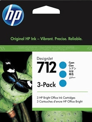Cartucho de tinta HP 712 IAzul ciánico Original - 3 / Paquete