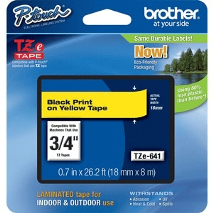 Cinta para etiquetas Brother P-touch TZE641 - 17.78mm Ancho - Rectángulo - Amarillo - Laminada 1