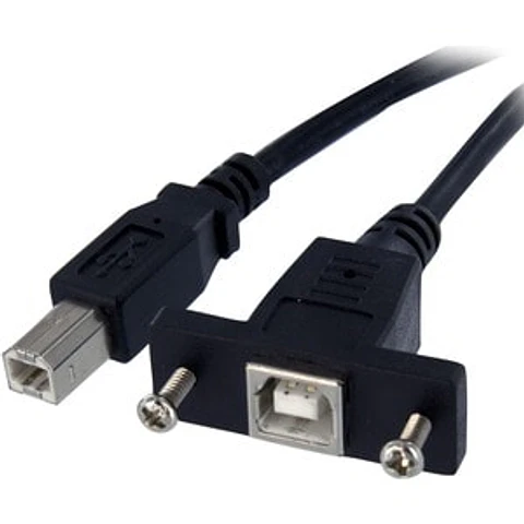 Cable USB de Montaje en Panel USB B a USB B de 30cm - Hembra a Macho ApantalladoN egro
