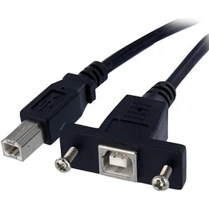 Cable USB de Montaje en Panel USB B a USB B de 30cm - Hembra a Macho ApantalladoN egro
