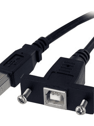 Cable USB de Montaje en Panel USB B a USB B de 30cm - Hembra a Macho ApantalladoN egro