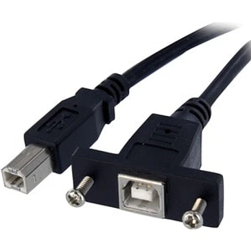 Cable USB de Montaje en Panel USB B a USB B de 30cm - Hembra a Macho ApantalladoN egro 1