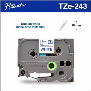 Cinta para etiquetas P-touch TZE243 - 19.05mm Ancho - Azul, Blanco - Laminada