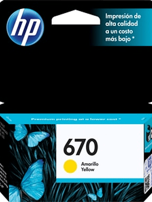 Cartucho de tinta HP 670 Inyección de tinta - Amarillo - Original - Inyección de tinta