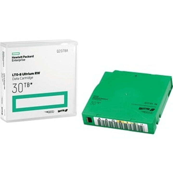 Cartucho de datos HPE LTO-8 - Regrabable - 1 Paquete(s) - Verde - 12TB (Nativo) / 30TB (Comprimido) - 960m Largo de cinta 1