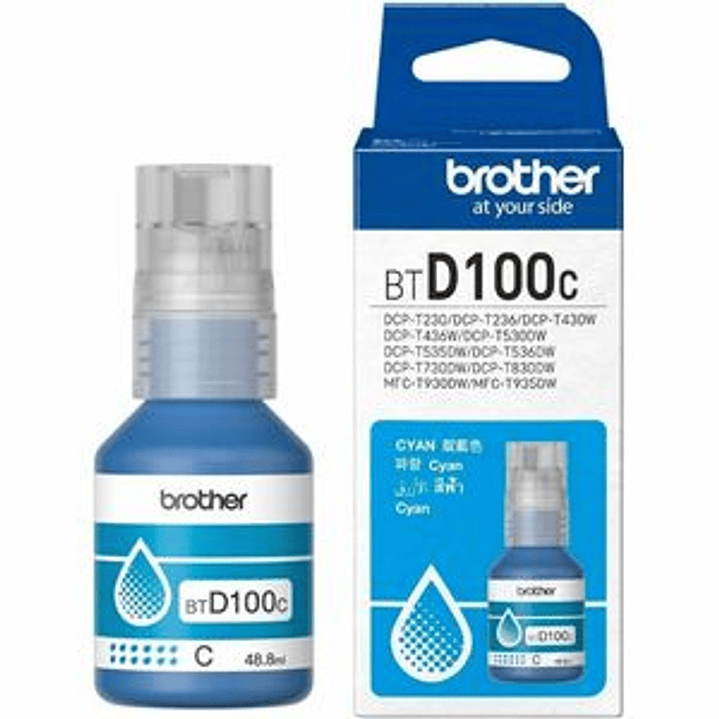 Botella de recarga de tinta Brother BTD100C Azul ciánico 1