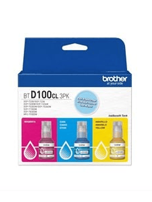 Pack Brother 3 botellas de tinta cian, magenta y amarilla BTD100CL3PK