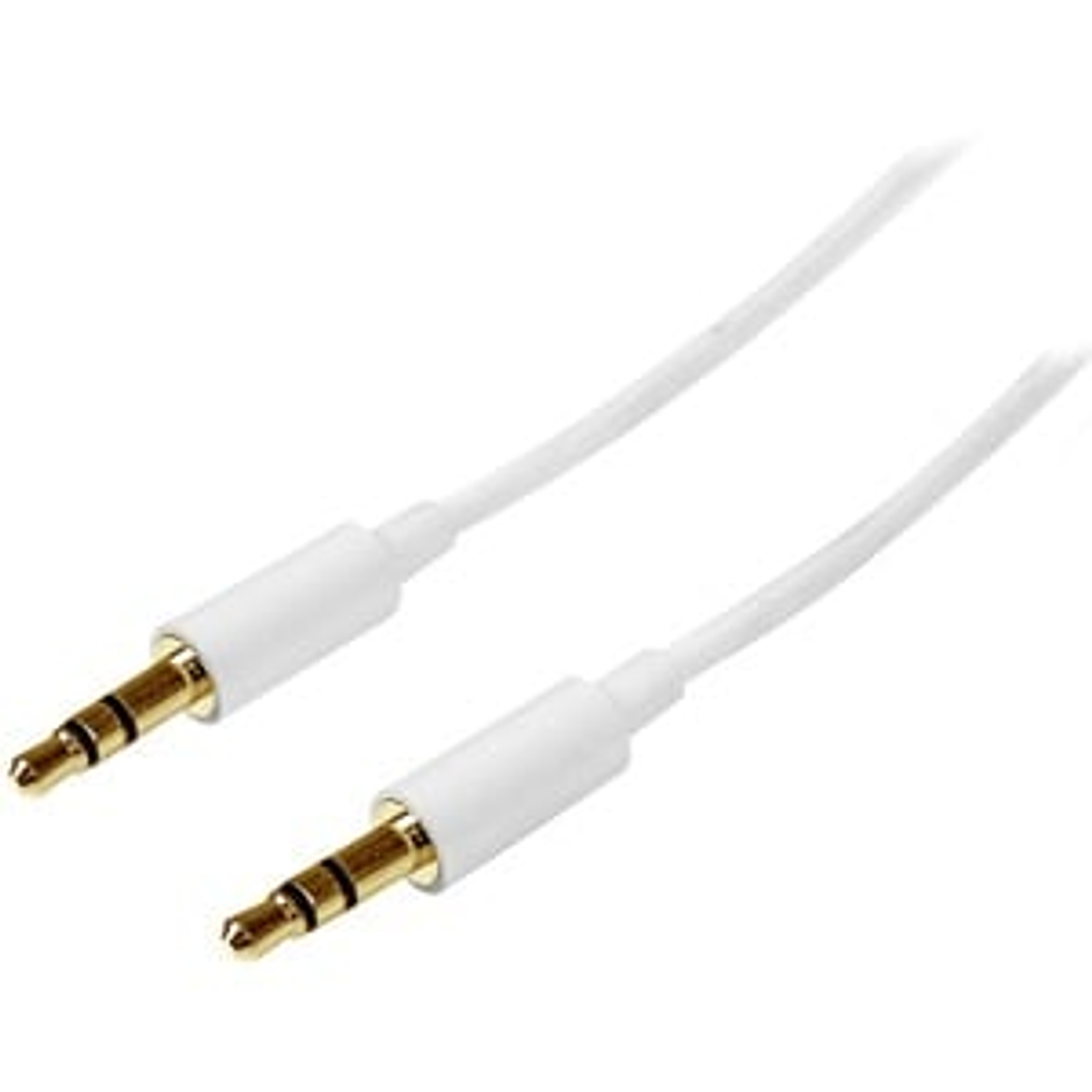 Cable StarTech.com de 2 metros Delgado de Audio Estéreo Mini Jack de 3.5mm - Blanco - Macho a Macho - Cable for Dispositivo de audio, iPod, iPad, iPhone - Níquel Conector chapado - Blanco 1
