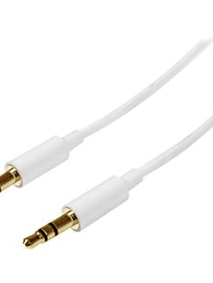 Cable StarTech.com de 2 metros Delgado de Audio Estéreo Mini Jack de 3.5mm - Blanco - Macho a Macho - Cable for Dispositivo de audio, iPod, iPad, iPhone - Níquel Conector chapado - Blanco