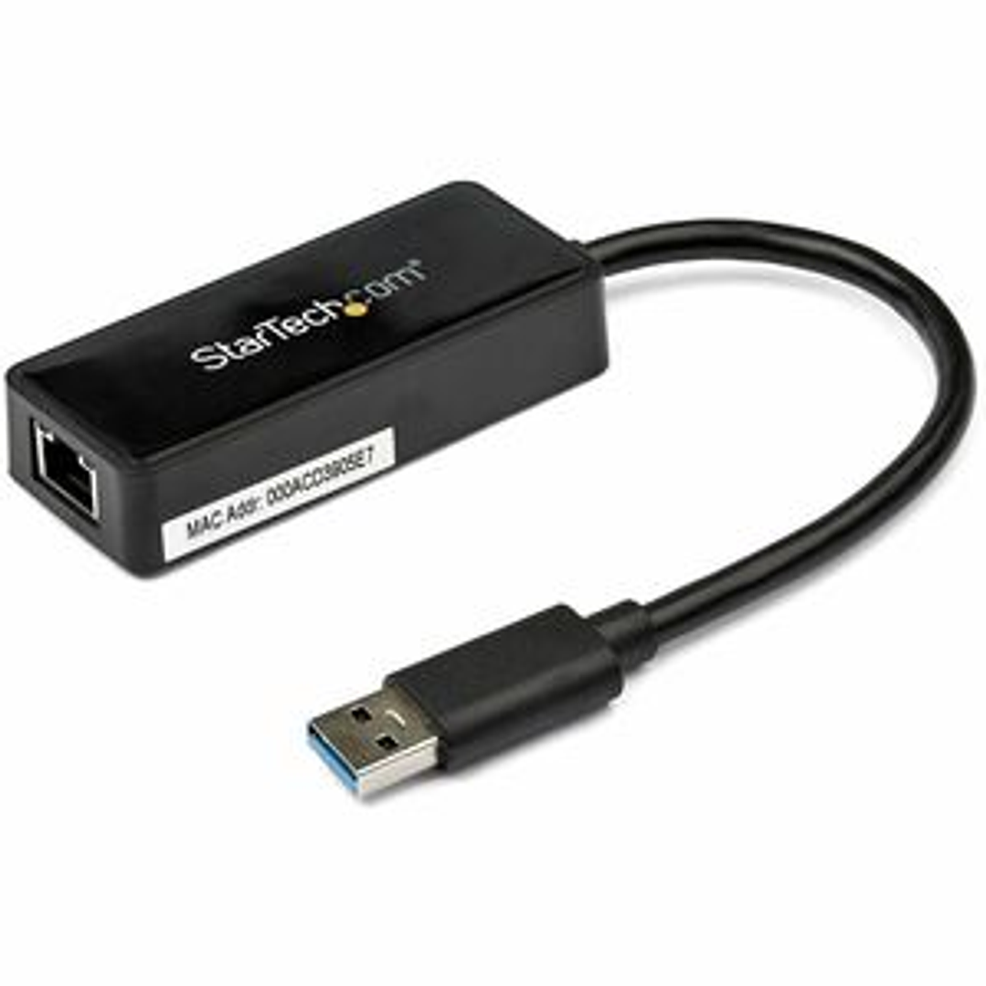 Adaptador StarTech.com Tarjeta de Red NIC Externa USB 3.0 de 1 Puerto Gigabit Ethernet RJ45 y Puerto USB - Negro - USB - 1 Puerto(s) - 1 - Par trenzado 1