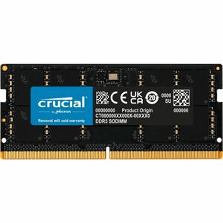 Módulo RAM Micron para Portátil - 32GB (1 x 32GB) - DDR5-5600/PC5-44800 DDR5 SDRAM - 5600MHz - CL46 - 1.10V - No-ECC - Sin búfer - 262-pin - SODIMM 1